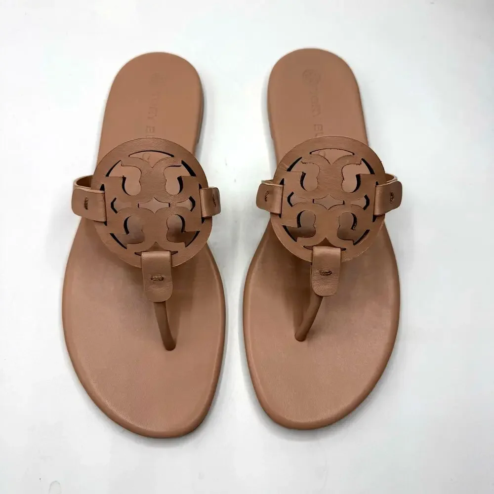 NEW NWT Tory Burch Miller Soft Calf Leather Sandals in Light Sand US 10